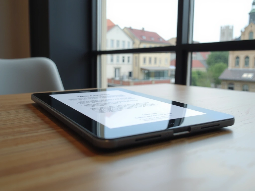 Digital document on tablet