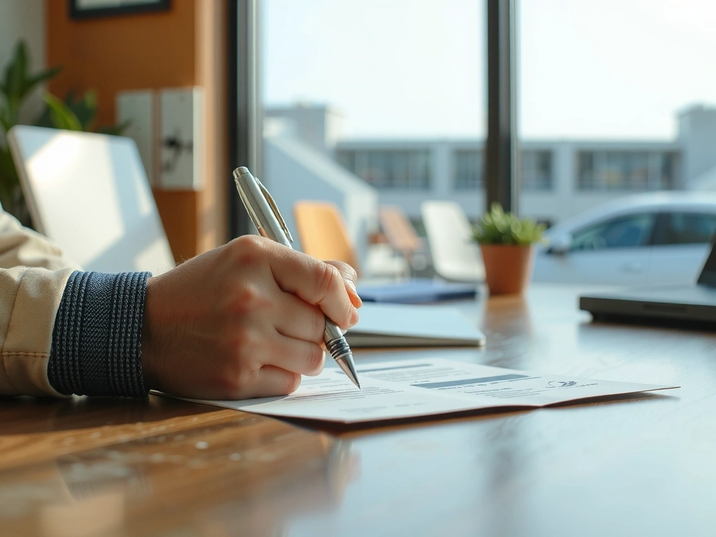 Hand signing a document